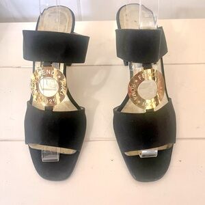 Vintage Fendi Sandsls with Goldtone Logo Medalion